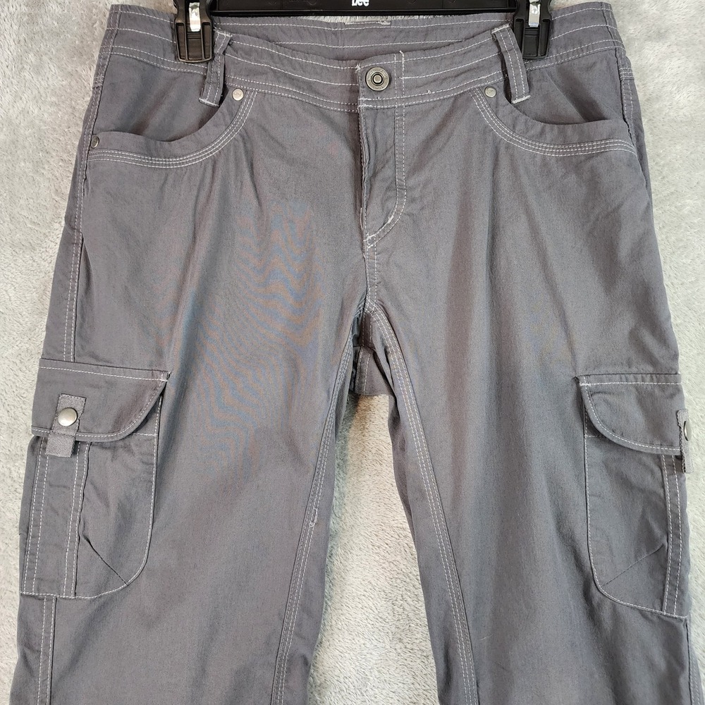 KUHL Pants Womens Size 10 SHORT Gray Cargo Pockets Snap Button Casual Outdoor - Picture 7 of 12